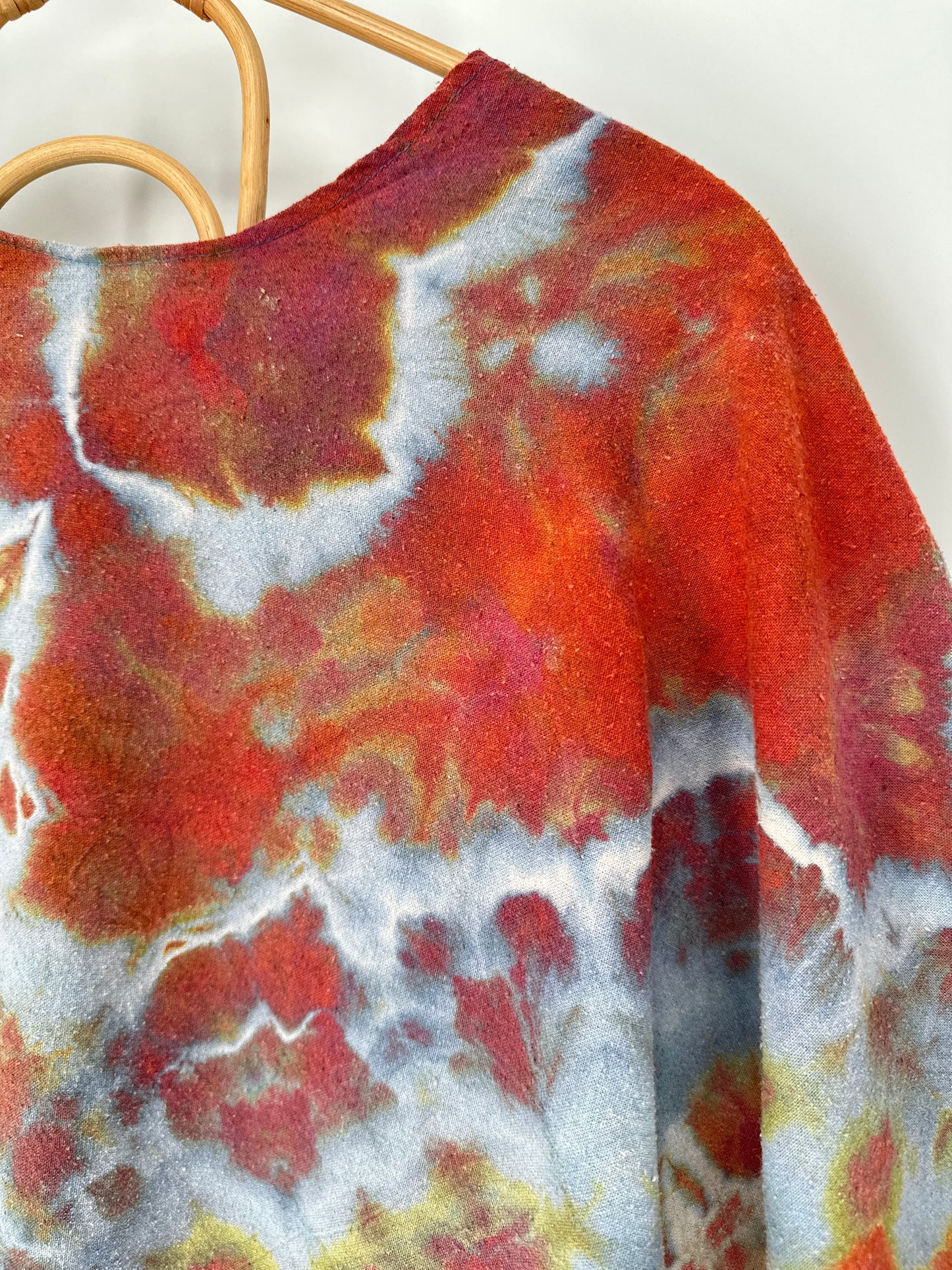 Silk Noil Crimson Sunset Cocoon Jacket | One Size Plus