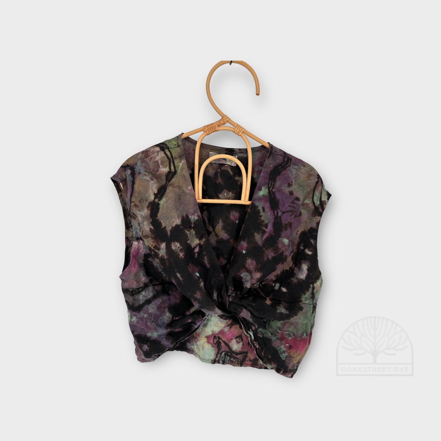 Black Plum Linen Crop Top | Size XS