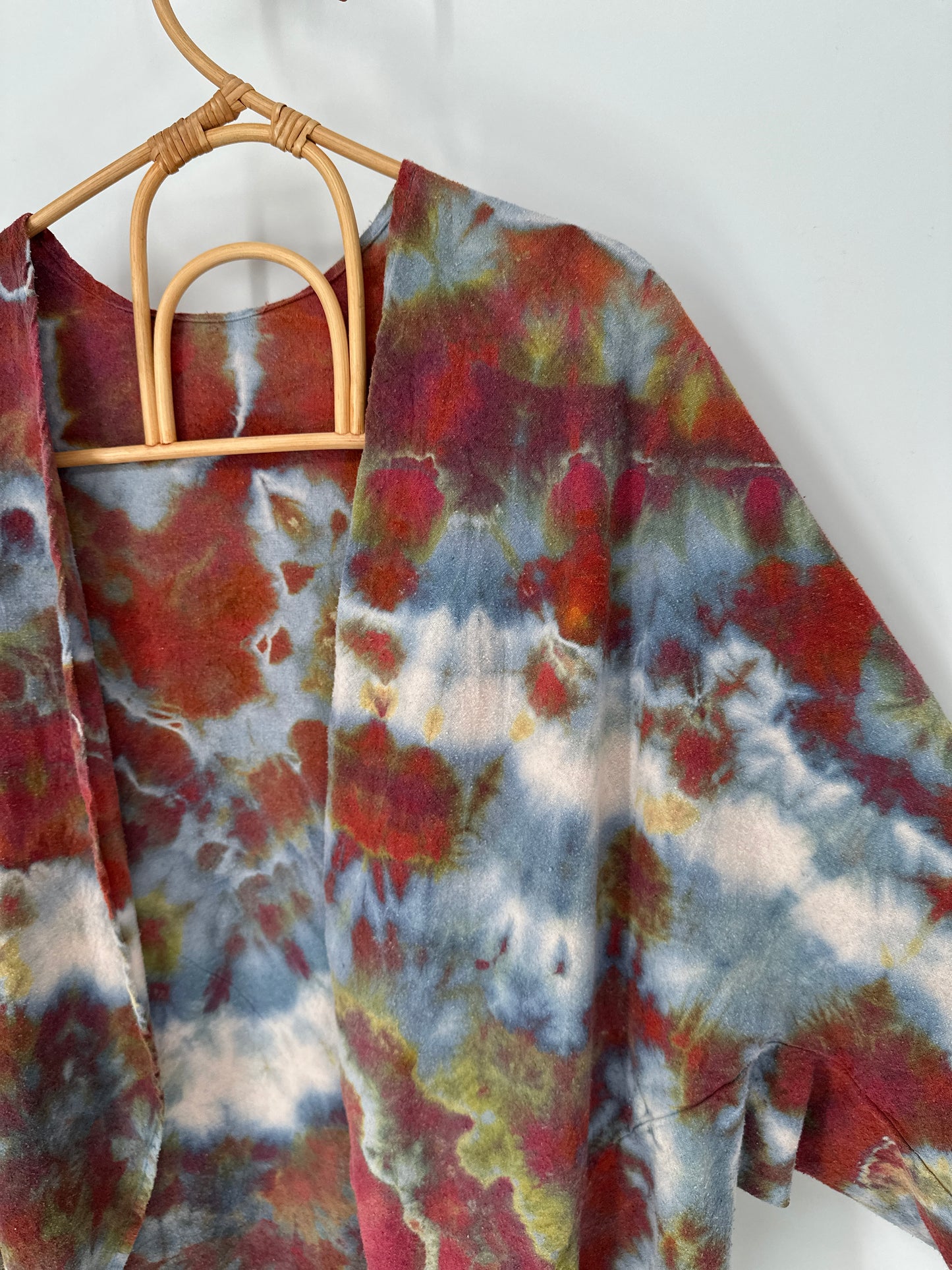 Silk Noil Crimson Sunset Cocoon Jacket | One Size Plus