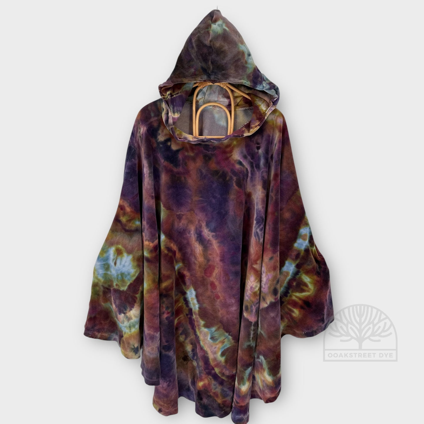Hand dyed cotton velour cape in opal sunset color way by ooakstreetdye