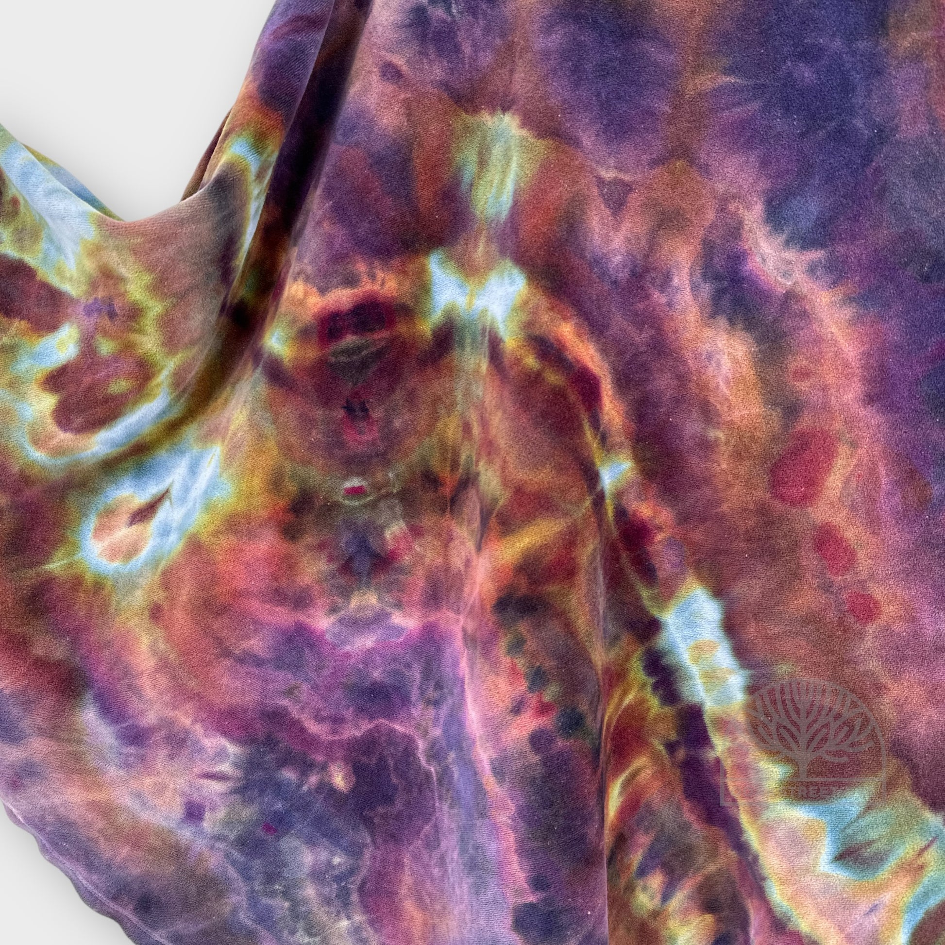 Hand dyed cotton velour cape in opal sunset color way by ooakstreetdye