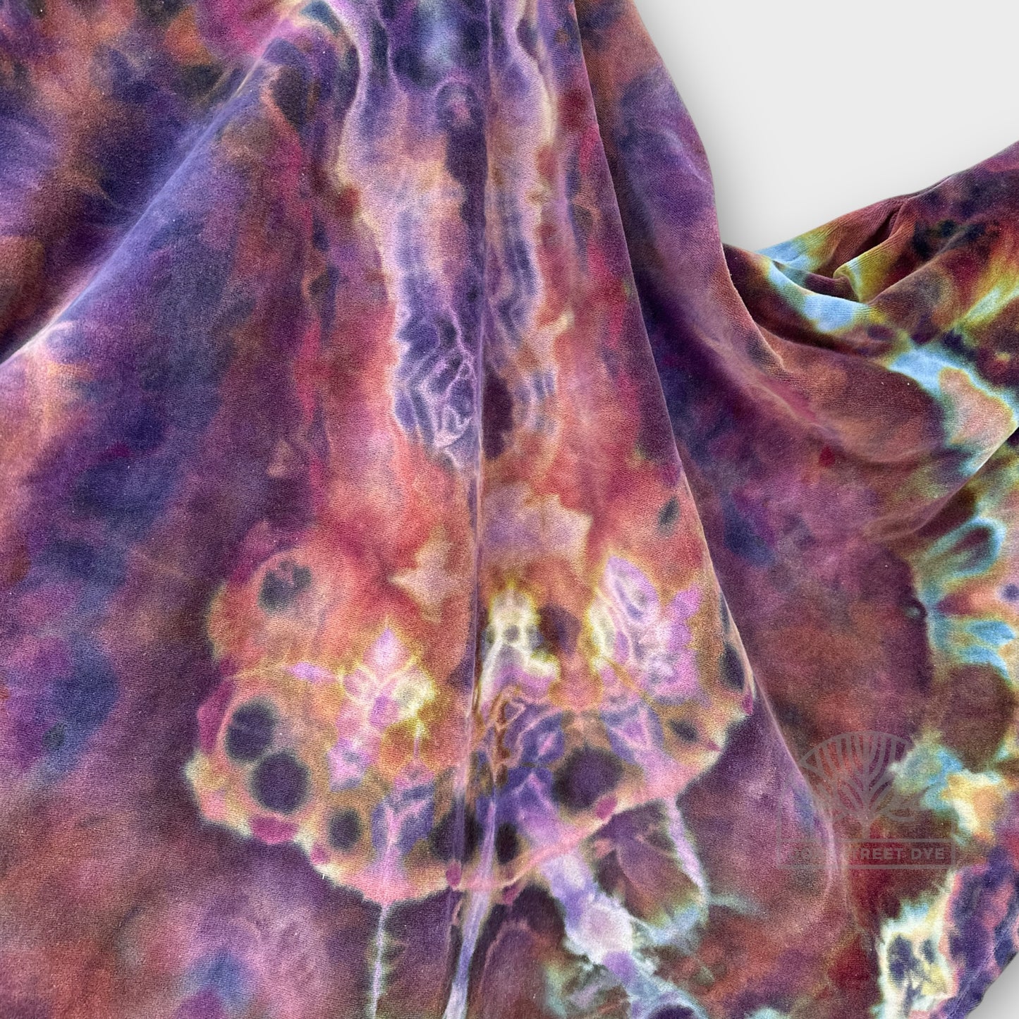 Hand dyed cotton velour cape in opal sunset color way by ooakstreetdye