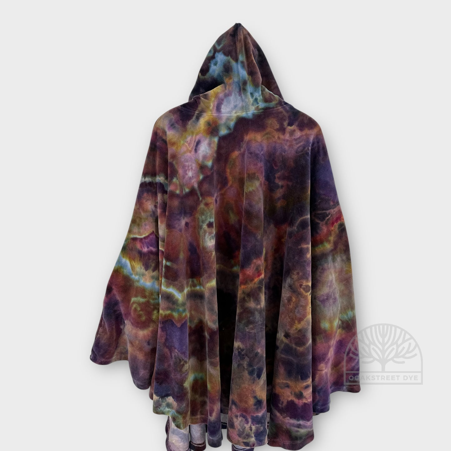 Hand dyed cotton velour cape in opal sunset color way by ooakstreetdye