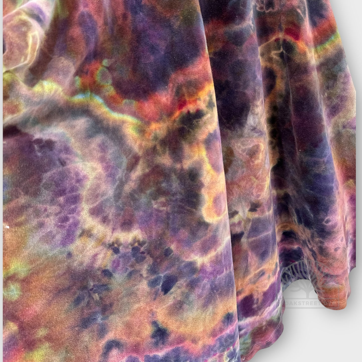 Hand dyed cotton velour cape in opal sunset color way by ooakstreetdye