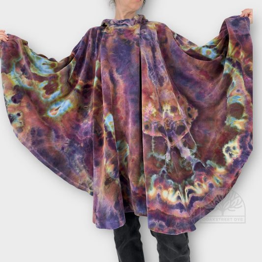 Hand dyed cotton velour cape in opal sunset color way by ooakstreetdye