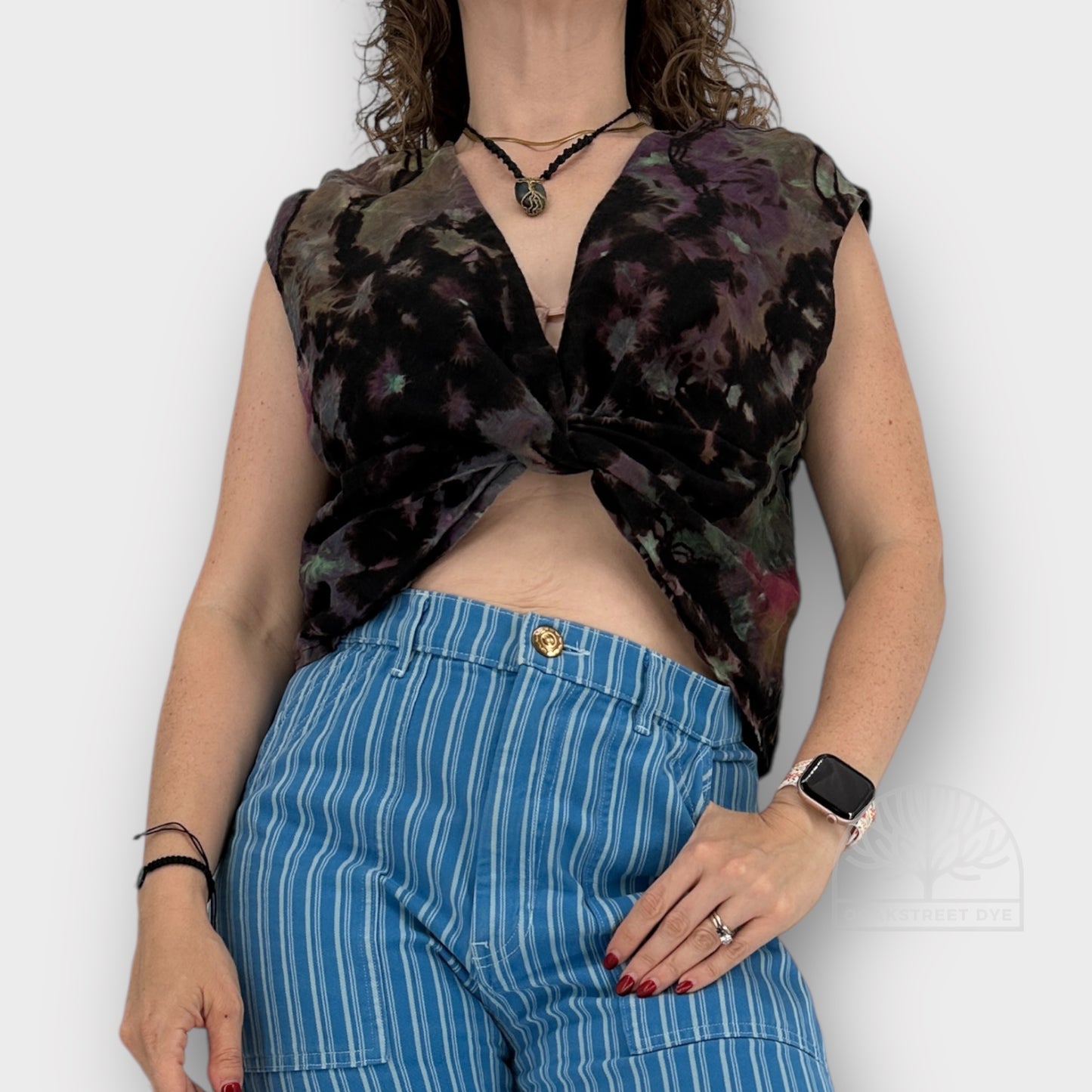 Black Plum Linen Crop Top | Size XS