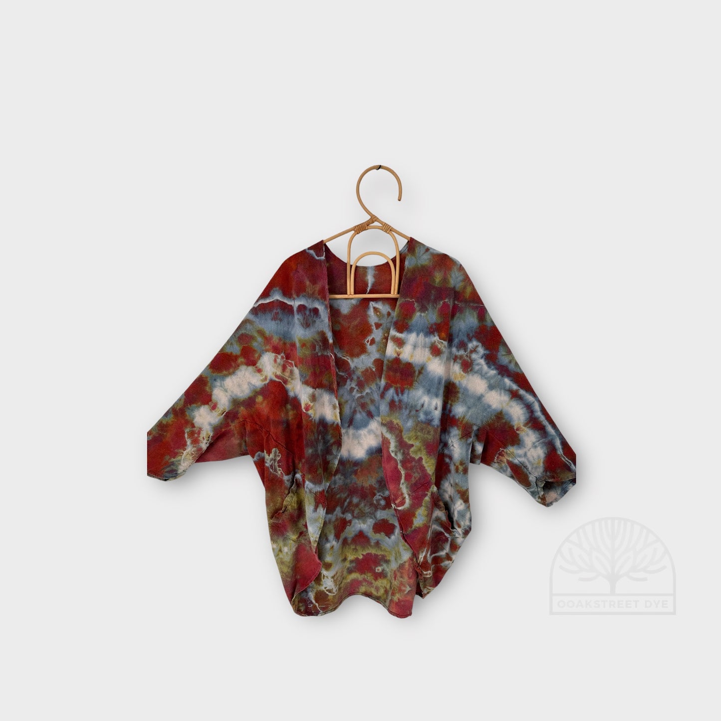 Silk Noil Crimson Sunset Cocoon Jacket | One Size Plus