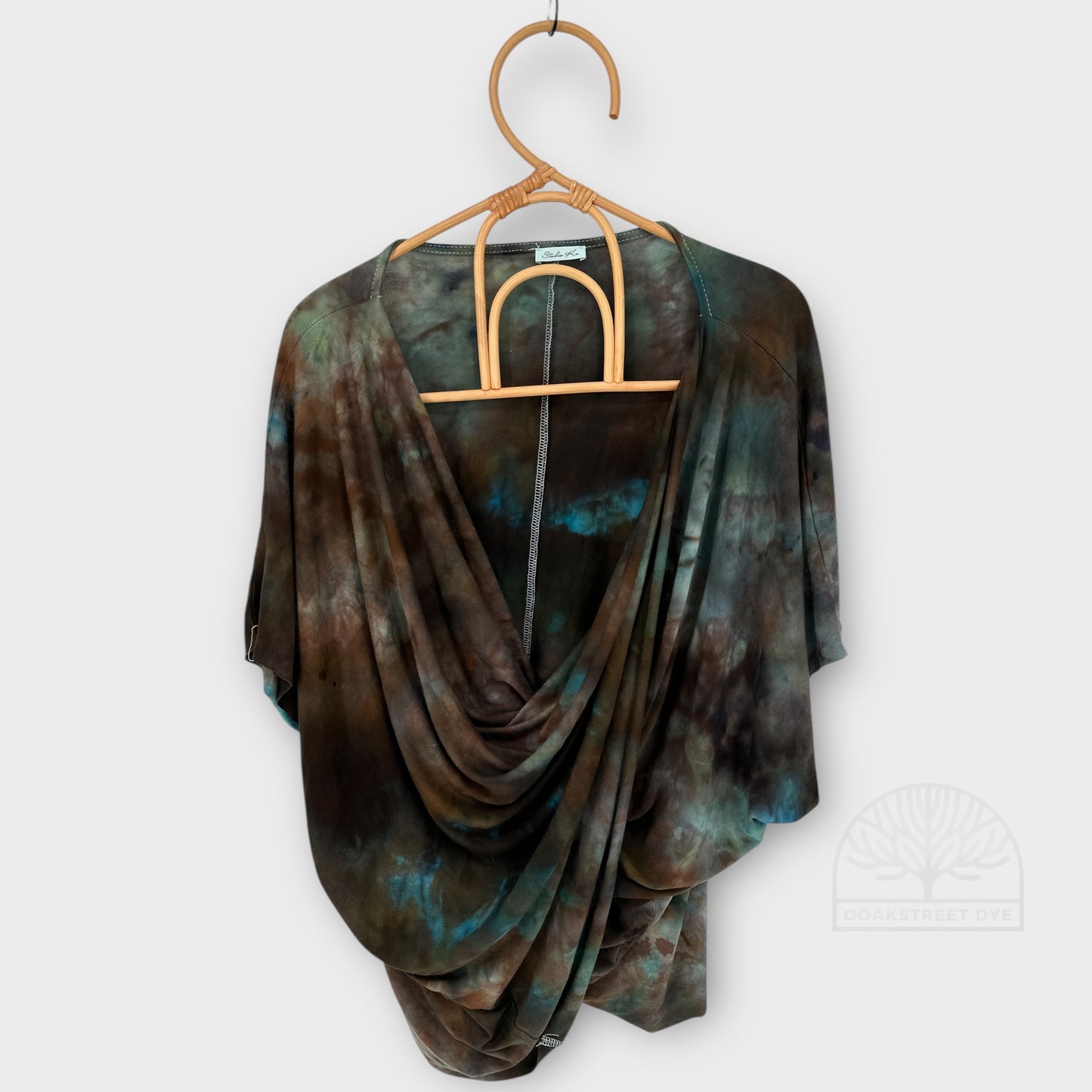 Bronzite colorway inspired by raw bronzite stone, featuring layered bronze, charcoal, olive, and muted blue tones. Hand-dyed in small batches for natural variation.
