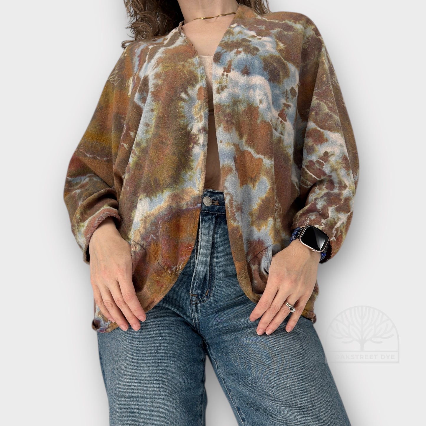 Silk Noil Forest Prism Cocoon Jacket | One Size