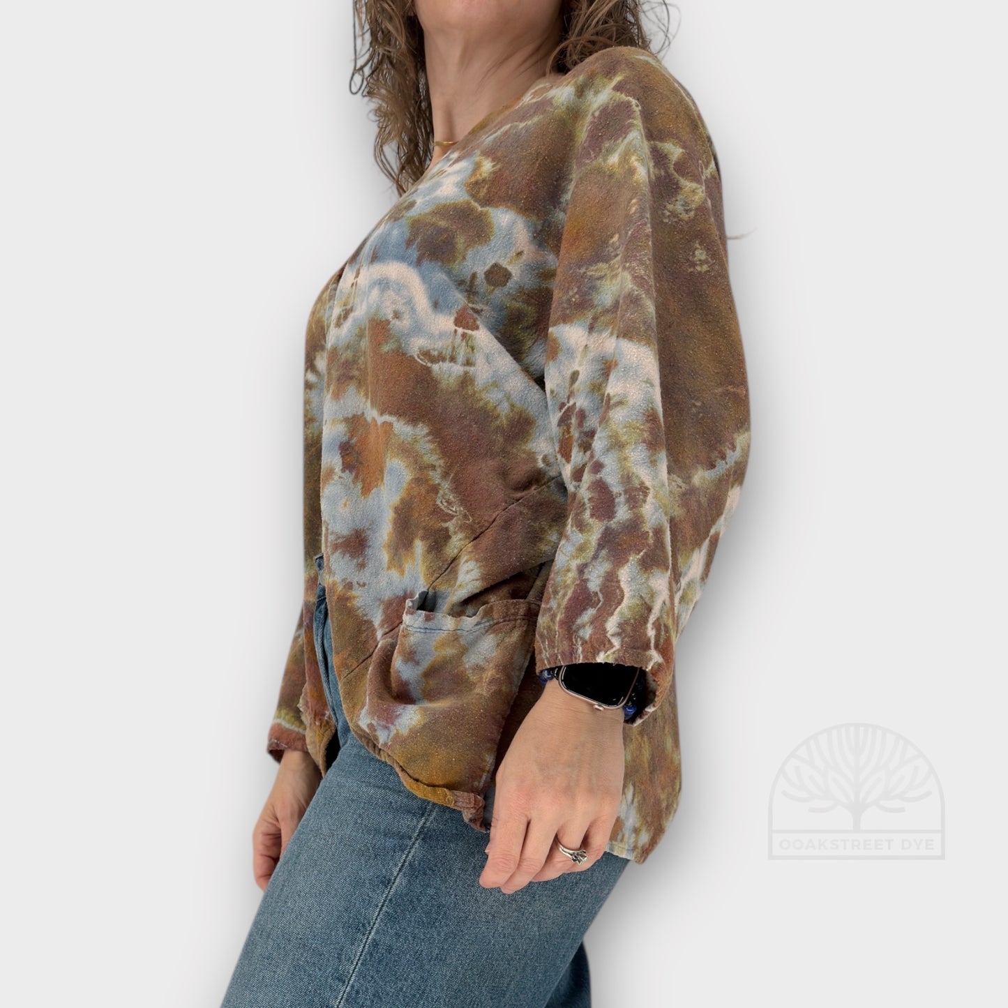 Silk Noil Forest Prism Cocoon Jacket | One Size