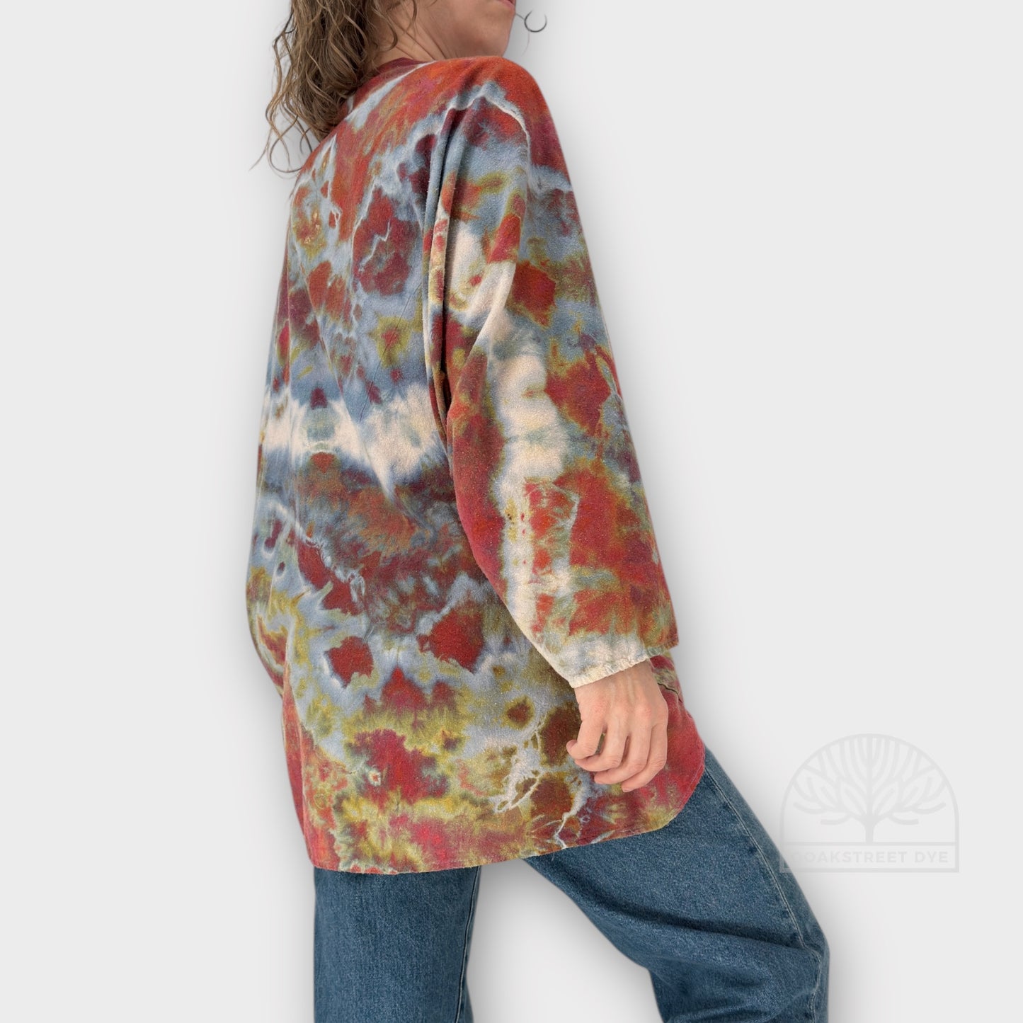 Silk Noil Crimson Sunset Cocoon Jacket | One Size Plus