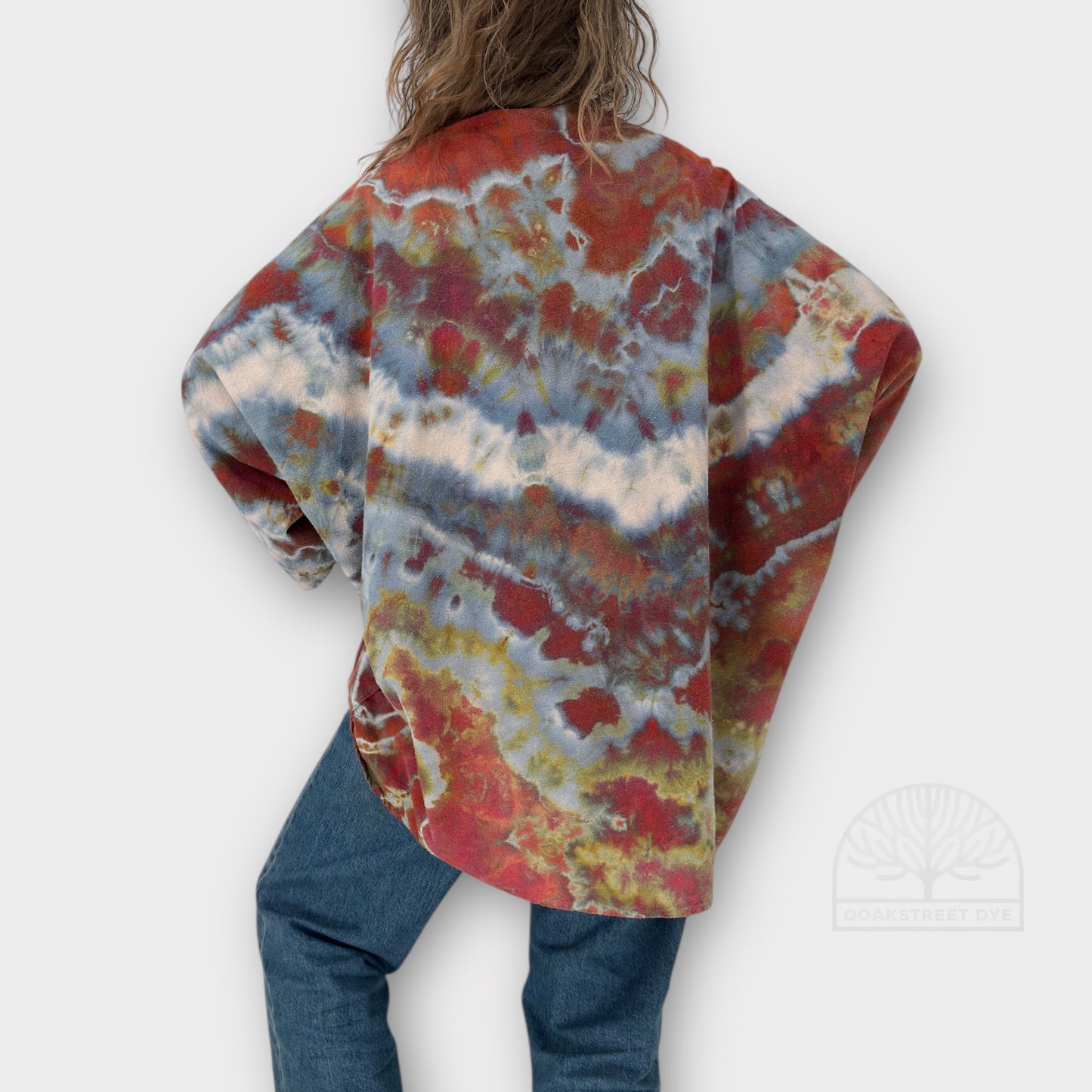 Silk Noil Crimson Sunset Cocoon Jacket | One Size Plus