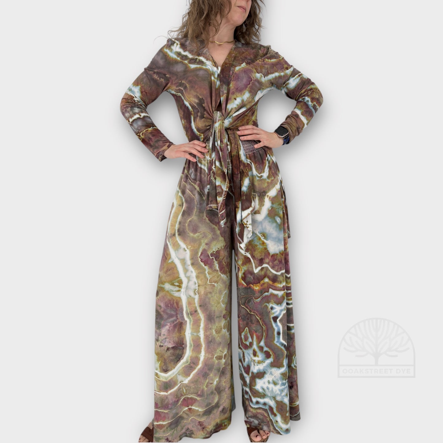 Forest Prism Palazzo & Cardigan Top Set